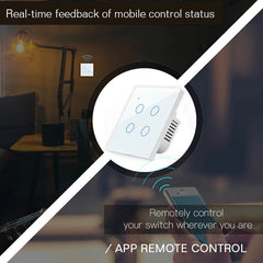 WiFi+RF433 Smart Light Touch Switch 4Gang EU Wireless Remote Control Works with Alexa Google Home