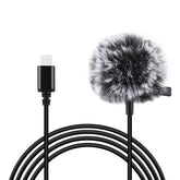 Mini 1.5m Type-C Jack Lavalier Wired Condenser Recording Microphone for Phone Live