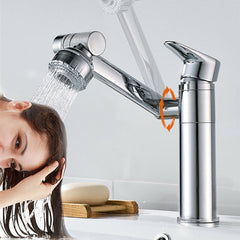 Bathroom Wash Basin Faucet Rotate Spout Hot Cold Mixer Tap Multidirectional Rotation Two Water Mode