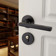 Matte Black Aluminum Door Lock Mechanical Interior Handle Cylinder Lever Latch Home Security Mute Locker With Keys