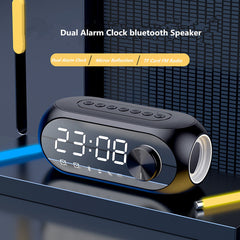 Bluetooth 5.0 Speaker Alarm Clock Mirror Night Light Multiple Play Modes LED Display 360 Surround 3D Stereo Sound 1400mAh Battery Life
