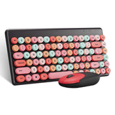 Wireless Keyboard Mouse Combo 2.4GHz Wireless 84-Keys Macaron Chocolate Round Keycaps Keyboard Office Mouse Set for Laptop PC