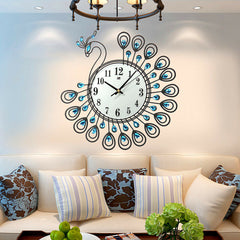 37cm European Style Peacock Shape Luxury Digital Metal Wall Clock