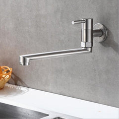 Wall Mount Kitchen Single Cold Faucet 304 Stainless Steel Into The Pool Fast Open With Long Tap Bocks Mop Washing Machine