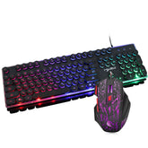 Russian Wired Gaming Keyboard & Mouse Set 104 Keys Rainbow Backlit Punk Keycaps Mechanical Feel Keyboard 5500DPI 7 Buttons Computer Mouse