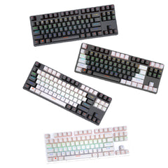 Mechanical Keyboard 87 Keys Suspended Translucent Keycaps Blue/Red Switch Colorful Backlit USB Wired Gaming Keyboard for Desktop Laptop Gamer