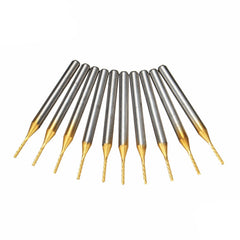 10pcs 1.0mm Carbide PCB Bits 1/8 Inch Shank Titanium Coated End Mill Engraving Bits