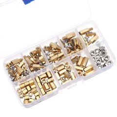 M4BH2 136Pcs M4 Brass Hex Column Standoff Support Spacer Pillar For PCB Board Screw Nut Assortment Set