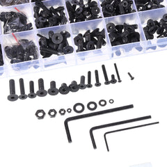 1220Pcs M2 M3 M4 M5 Carbon Steel Flat Head Countersunk Hex Socket Screw Hex Screw Nuts Assortment Kit