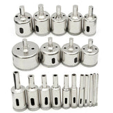 20Pcs Diamond Coated Core Drill Bit Set 3-50mm Hole Saw Cutter for Glass Marble Granite
