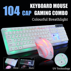 Wired Gaming Keyboard & Mouse Set RGB Backlight 1200DPI Gaming Mouse 104 Keys Mechanical Feeling Keyboard Combo