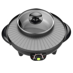 1300W Electric Grill with Hot Pot from Non-stick 3 Gear Adjustment