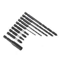 18PCS Screwdriver Drill Bit Set 5PCS 2-6mm Twist Drill Bit 12PCS Phillips Torx Square Screwdriver Bit and Quick Change Extension Rod with Box