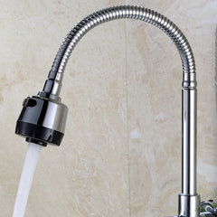 360 Rotation Brass Kitchen Sink Faucet Single Cold Tap Wall Mount