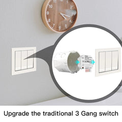 Mini WiFi Smart Light Switch 3 Gang 1/2 Way Module Smart Life/Tuya App Control Works with Amazon Alexa Google Home