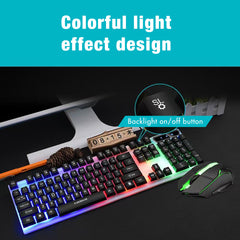 Wired Keyboard & Mouse Set 104 Keys USB Wired Light Transmitting Keyboard Ergonomic Mouse RGB Rainbow Backlit Gaming Keyboard Mouse Combo