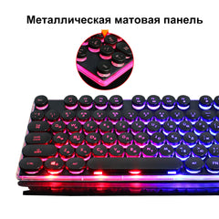 Russian Wired Gaming Keyboard & Mouse Set 104 Keys Rainbow Backlit Punk Keycaps Mechanical Feel Keyboard 5500DPI 7 Buttons Computer Mouse