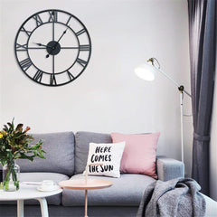 40cm/50cm Large Metal Skeleton Wall Clock Antique gold Home Decor Round Living Room