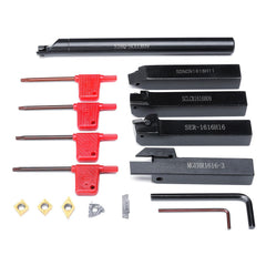 5pcs 16mm Shank Lathe Turning Tool Holder Boring Bar CNC Tools Set with Carbide Inserts and Wrenches
