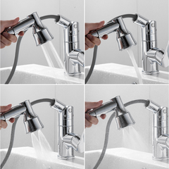 Bathroom Pull-Out Basin Faucet Spring Pull Out Sprayer Hot and Cold Water Mixer Tap