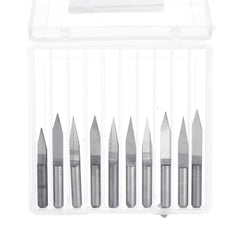 20pcs 0.1mm 10/15/20/30 Degree 3.175mm Carbide PCB Engraving Bit CNC Router Tool