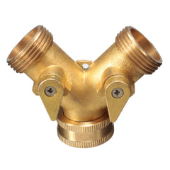 3/4 " Brass Garden Irrigation Hose Splitter Faucet Manifold 2 Way Y Shape Adapter Pipe Tap Connector