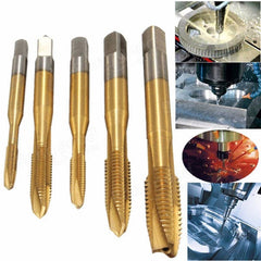 5pcs M3-M8 HSS Spiral Point Tap Straight Flute Metric Titanium Machine Screw