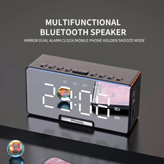 LED Alarm Clock Speaker Luminous Multi-function Retro Bluetooth 5.0 Loudspeaker for Home Decor Digital Alarm Clock