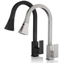 Kitchen Sink Hot And Cold Faucet Single Handle Brushed Nickel Stainless Steel Gooseneck Wash basin Tap With Pull Down Sprayer