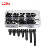 M3CH5 M3 Carbon Steel Allen Bolt 5-20mm Hex Socket Cap Screw Metric Assortment Kit 120pcs