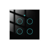 WiFi Smart 4 Gang Glass Panel Switch Smart Life/Tuya App Multi-Control Voice Control Works with Alexa Google