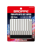 10Pcs 75mm S2 Alloy Steel Magnetic Cross Head Screwdriver Bits 1/4 Inch Hex Shank