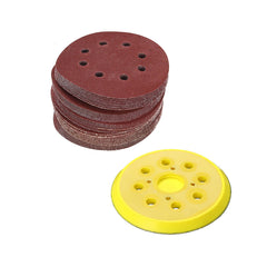 50pcs 125mm 60-240 Grit Sanding Sheet 8 Hole Pads Sandpaper with Polishing Pad