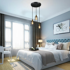 Industrial 3-Light Pendant Light, Adjustable Flush Mount Ceiling Lighting for Kitchen Island Living Room