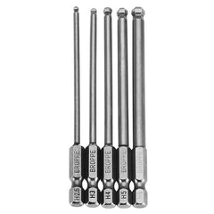 5pcs 2.5/3/4/5/6mm 100mm Magnetic Ball Screwdriver Bits 1/4 Inch Hex Shank