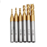 6pcs 2-6mm Titanium Coating HSS 4 Flute End Mill Cutter 6mm Shank CNC Drill Bit Set