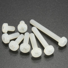 M3NP2 50Pcs M3 White Round Pillips Pan Head Plastic Nylon Screw Bolt 5/6/8/10/12/15/20/25mm Length