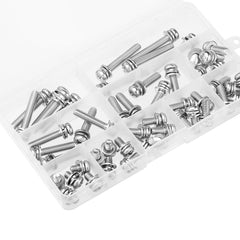 50Pcs M6 Stainless Steel 10-40mm Phillips Pan Head Machine Screw Washer Bolt Asortment