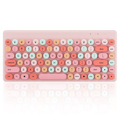 Wireless Keyboard Mouse Combo 2.4GHz Wireless 84-Keys Macaron Chocolate Round Keycaps Keyboard Office Mouse Set for Laptop PC