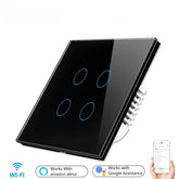 Smart Light Touch Switch 4Gang EU Wireless Remote Control Works with Alexa Google Home