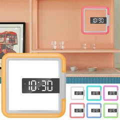 Digital Clock LED Wall Remote Controled RGB Mirror Clock