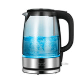 1.7L 1800W Electric Water Kettle Stainless Steel Glass Temperature Color Light Display Kitchen