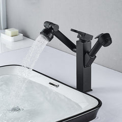 Bathroom Faucet Pull-Out Sink Adjustable and Rotatable with Sprayer Two Flow Modes Modern Lavatory Basin