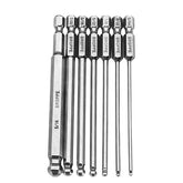7pcs SAE 5/64-5/16 Inch 100mm Magnetic Ball Screwdriver Bit 1/4 Inch Hex Shank