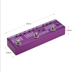 6-in-1 Guitar Effects Pedal Reverb Chorus Distortion Overdrive Booster Buffer Full Metal Shell with True Bypass
