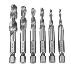 6pcs HSS 1/4" Hex Shank Countersink Drill Bit Set UNC or Metric Deburr
