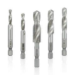 7pcs M3-M12 Combination Drill Tap Bit Set HSS Deburr Countersink Drill Bits 1/4 Inch Hexagon Shank