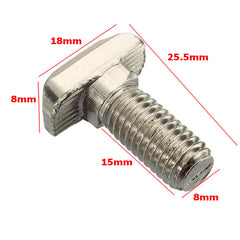 10Pcs M8 40 T-Bolt Carbon Steel European Standard Screws