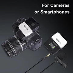 UHF Wireless Microphone System Lavalier Mic with Transmitter for SLR Camera Smartphone Video Interview Record