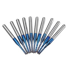 10pcs 0.8-3mm Titanium Coated with 1.6mm Blue Nano Engraving Milling Cutter Carbide Bits